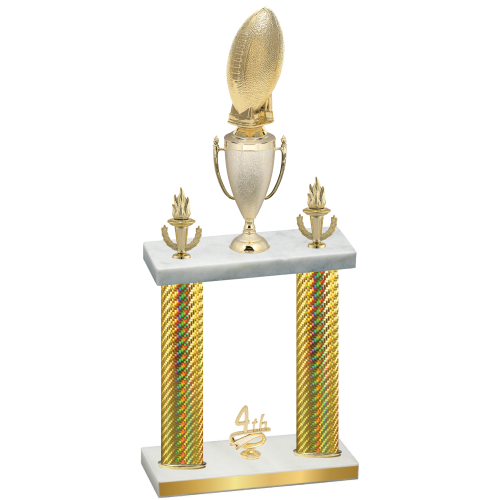 Double Gold Carbon Fiber Fourth Place Football Trophy