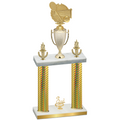 Double Gold Carbon Fiber Third Place Tennis Trophy