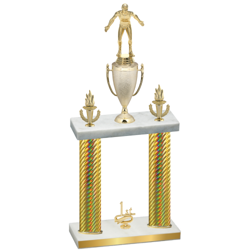 Double Gold Carbon Fiber First Place Wrestling Trophy