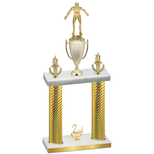 Double Gold Carbon Fiber Second Place Wrestling Trophy