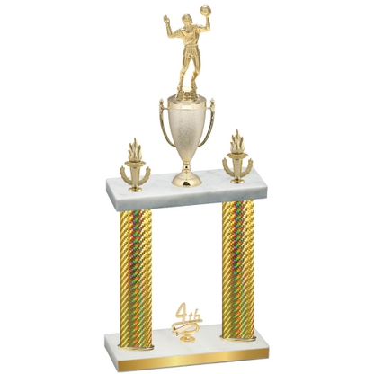 Double Gold Carbon Fiber Fourth Place Volleyball Trophy