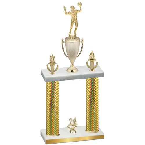 Double Gold Carbon Fiber Year Volleyball Trophy