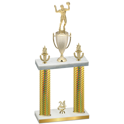 Double Gold Carbon Fiber Year Volleyball Trophy