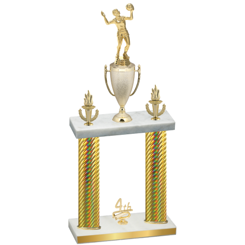 Double Gold Carbon Fiber Fourth Place Volleyball Trophy