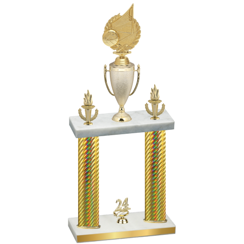 Double Gold Carbon Fiber Year Volleyball Trophy