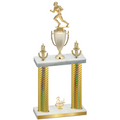 Double Gold Carbon Fiber Third Place Football Trophy