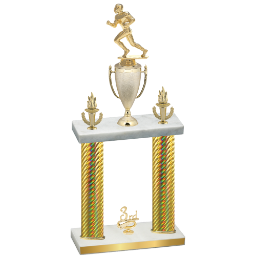 Double Gold Carbon Fiber Third Place Football Trophy