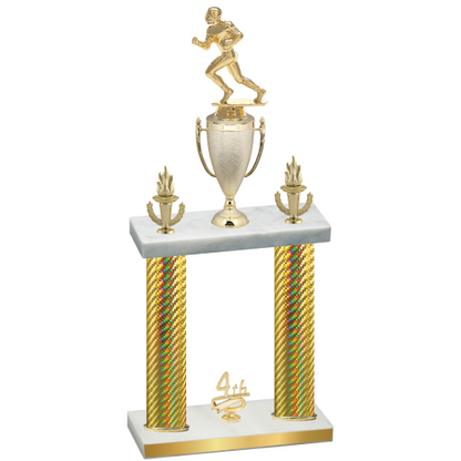 Double Gold Carbon Fiber Fourth Place Football Trophy