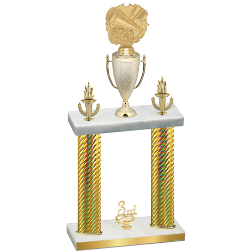 Double Gold Carbon Fiber Third Place Cheerleading Trophy