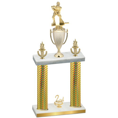 Double Gold Carbon Fiber Second Place Hockey Trophy