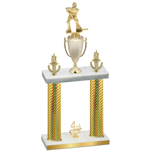 Double Gold Carbon Fiber Fourth Place Hockey Trophy