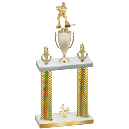 Double Gold Carbon Fiber Fourth Place Hockey Trophy