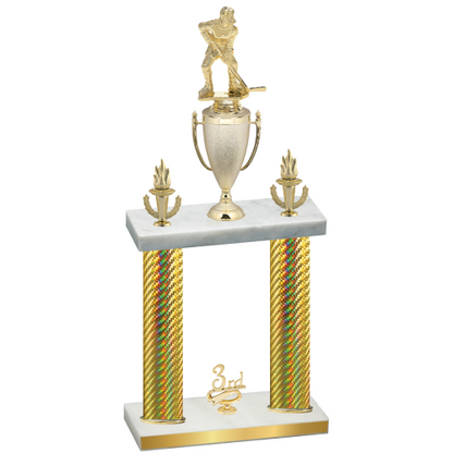 Double Gold Carbon Fiber Third Place Hockey Trophy
