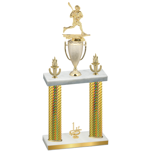 Double Gold Carbon Fiber First Place Lacrosse Trophy