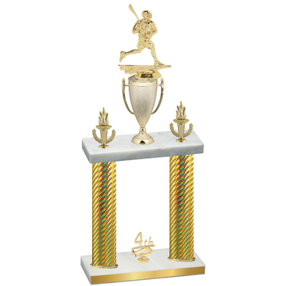Double Gold Carbon Fiber Fourth Place Lacrosse Trophy