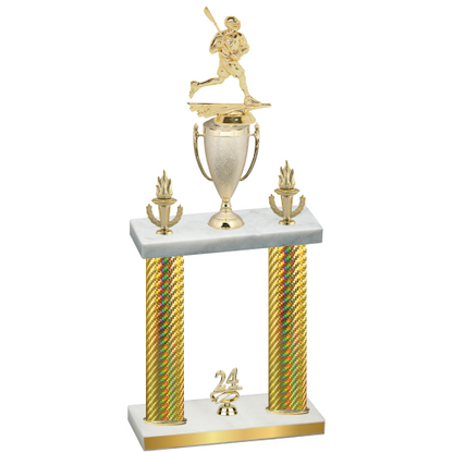 Double Gold Carbon Fiber Year Lacrosse Trophy