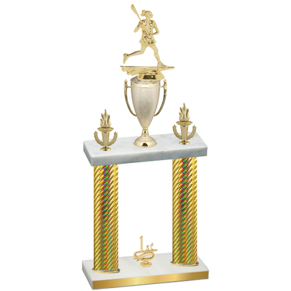 Double Gold Carbon Fiber First Place Lacrosse Trophy