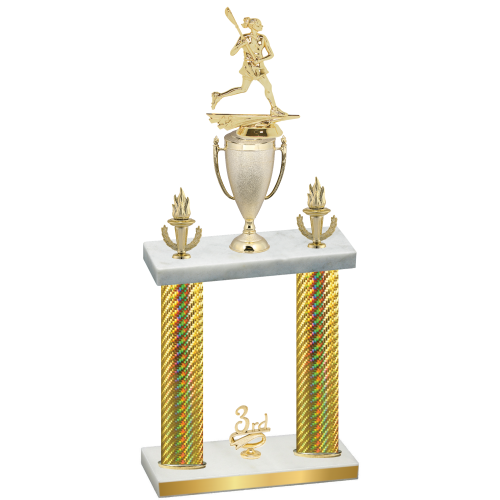 Double Gold Carbon Fiber Third Place Lacrosse Trophy