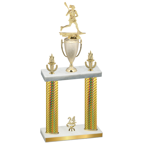 Double Gold Carbon Fiber Year Lacrosse Trophy