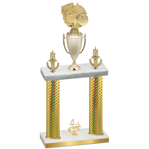 Double Gold Carbon Fiber Fourth Place Basketball Trophy