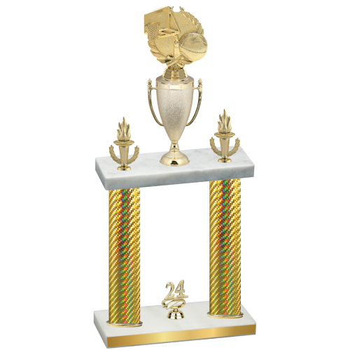 Double Gold Carbon Fiber Year Basketball Trophy