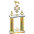 Double Gold Carbon Fiber Third Place Horses Trophy