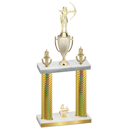 Double Gold Carbon Fiber Fourth Place Archery Trophy