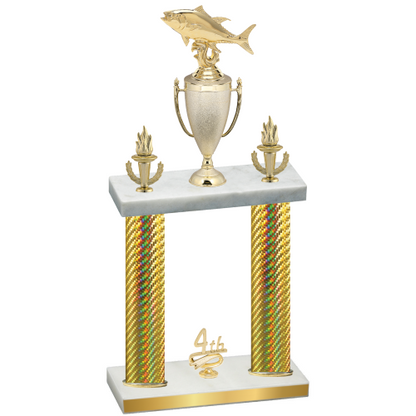 Double Gold Carbon Fiber Fourth Place Fishing Trophy