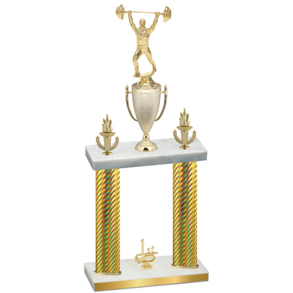 Double Gold Carbon Fiber First Place Weights Trophy
