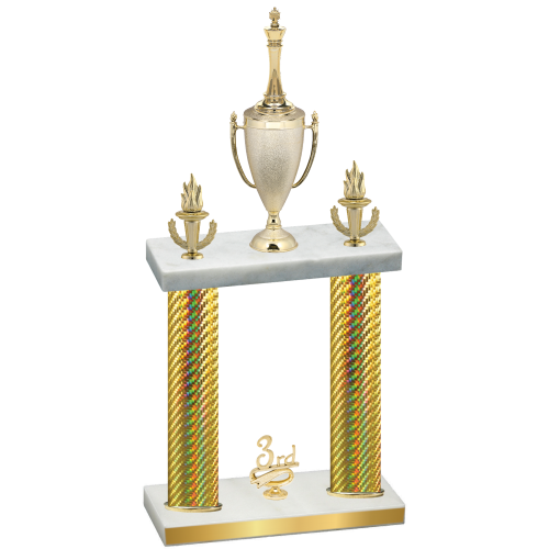 Double Gold Carbon Fiber Third Place Chess Trophy