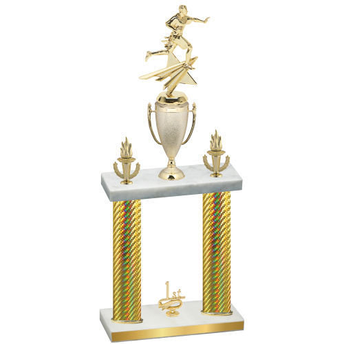 Double Gold Carbon Fiber First Place Flag Football Trophy