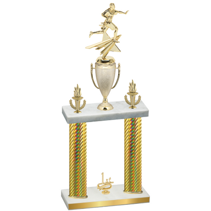 Double Gold Carbon Fiber First Place Flag Football Trophy