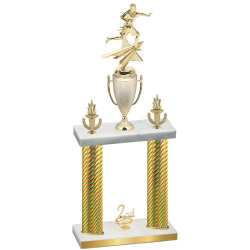 Double Gold Carbon Fiber Second Place Flag Football Trophy