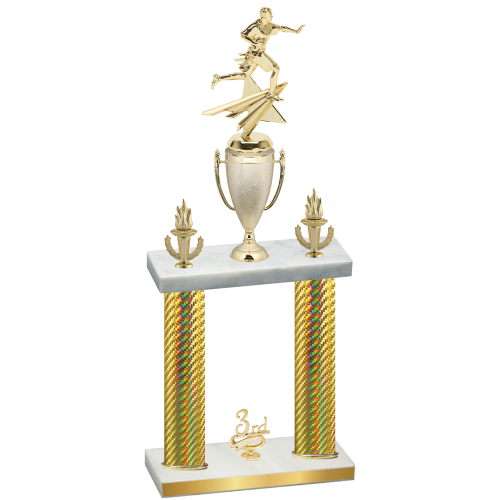 Double Gold Carbon Fiber Third Place Flag Football Trophy
