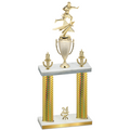 Double Gold Carbon Fiber Year Flag Football Trophy