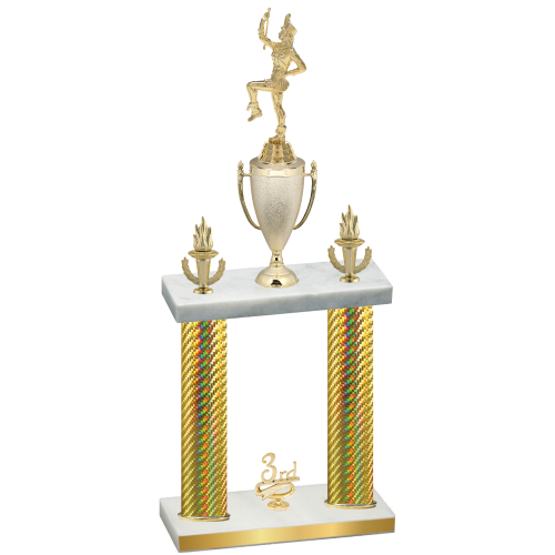 Double Gold Carbon Fiber Third Place Majorette Trophy