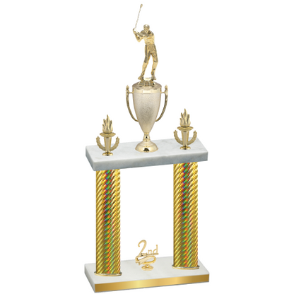 Double Gold Carbon Fiber Second Place Golf Trophy