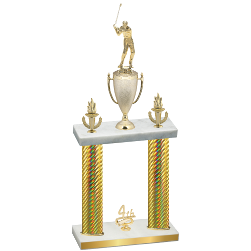 Double Gold Carbon Fiber Fourth Place Golf Trophy
