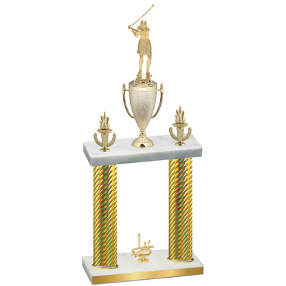 Double Gold Carbon Fiber First Place Golf Trophy