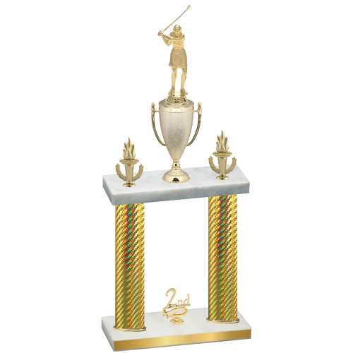 Double Gold Carbon Fiber Second Place Golf Trophy