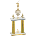 Double Gold Carbon Fiber Third Place Golf Trophy