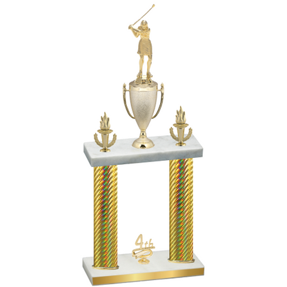 Double Gold Carbon Fiber Fourth Place Golf Trophy