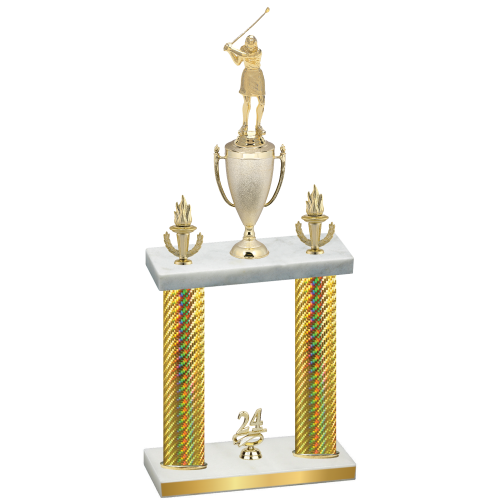 Double Gold Carbon Fiber Year Golf Trophy