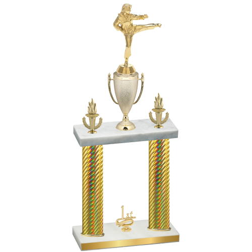 Double Gold Carbon Fiber First Place Karate Trophy