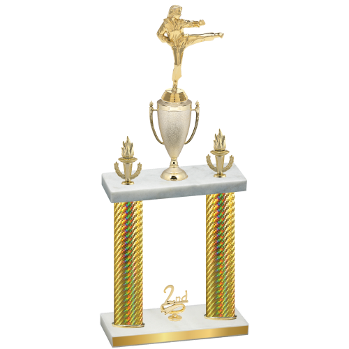 Double Gold Carbon Fiber Second Place Karate Trophy