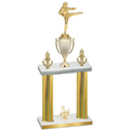 Double Gold Carbon Fiber Third Place Karate Trophy