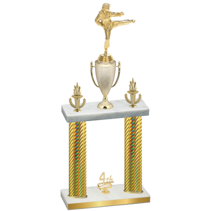 Double Gold Carbon Fiber Fourth Place Karate Trophy