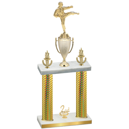 Double Gold Carbon Fiber Second Place Karate Trophy