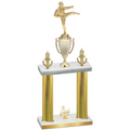 Double Gold Carbon Fiber Third Place Karate Trophy