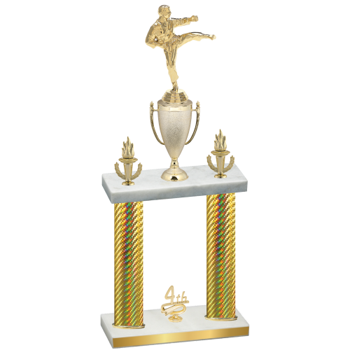 Double Gold Carbon Fiber Fourth Place Karate Trophy
